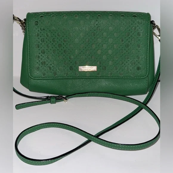 KATE SPADE NEWBURY LANE GOLD CHAIN CROSSBODY SATCHEL LEATHER BAG GREEN COLOR - Picture 5 of 12